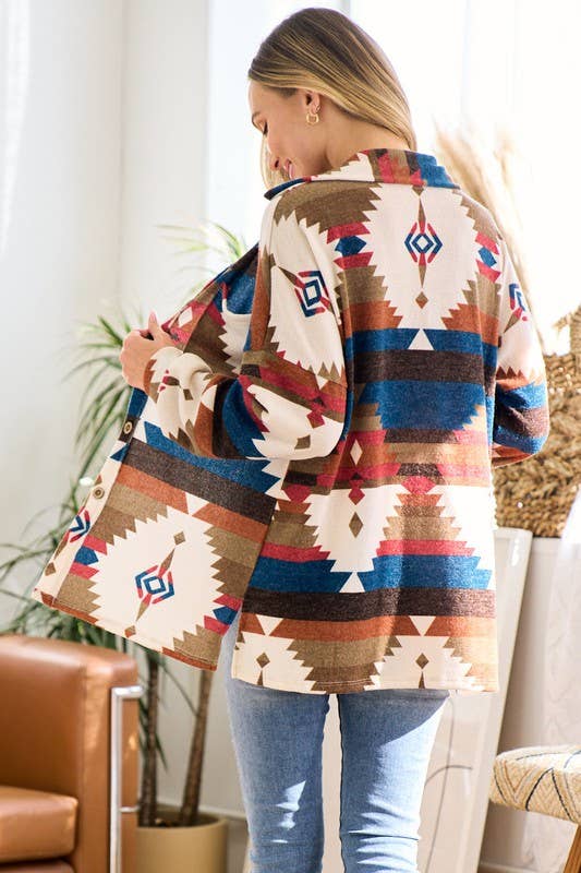 Time to get Cozy aztec print shacket