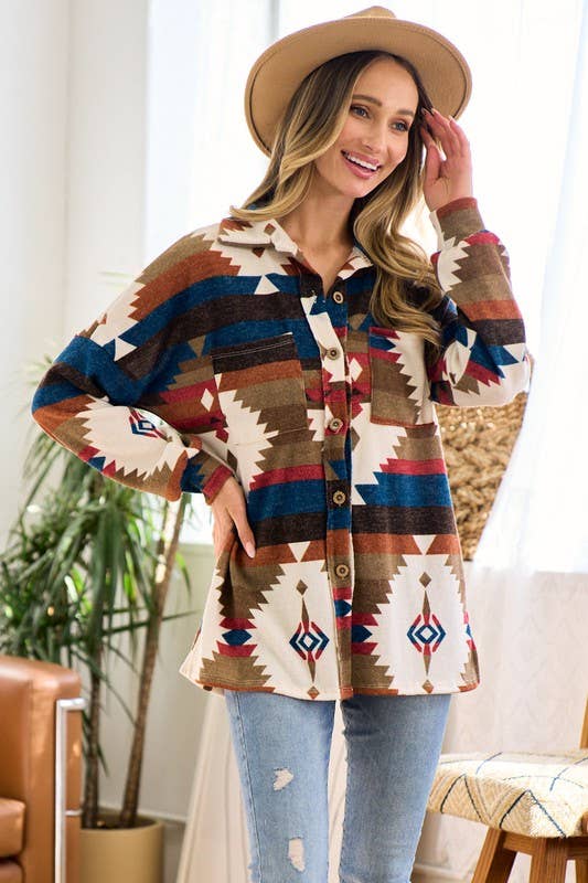 Time to get Cozy aztec print shacket