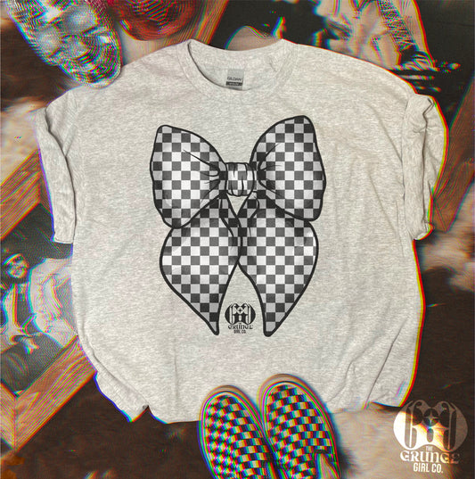 Checkered Coquette Bow Tee