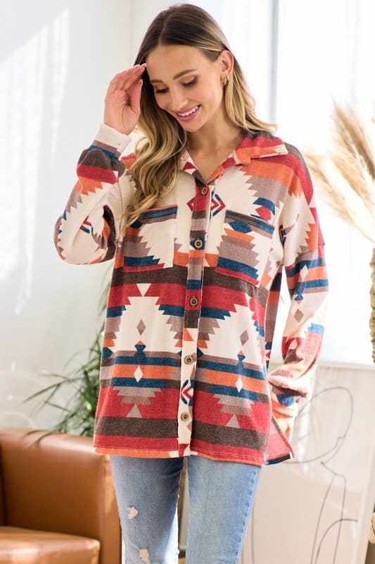 Time to get Cozy aztec print shacket