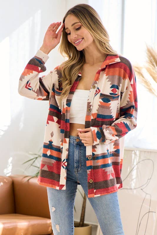 Time to get Cozy aztec print shacket
